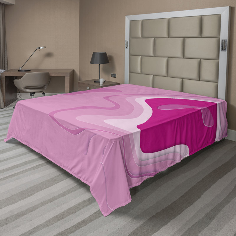 Drap plat moderne de style bohème Ambesonne, Full Flat Sheet, Rose doux / motif abstrait magenta