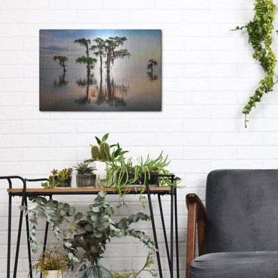 «Lake Maurepas Reflection Oil Paint» par Rick Berk, art mural en métal