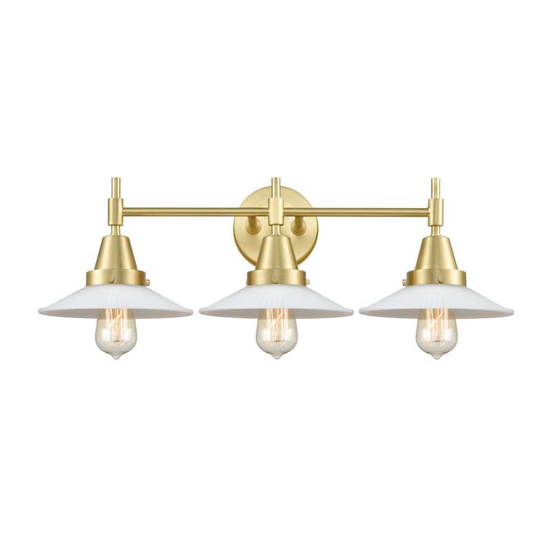 Éclairage pour meuble-lavabo à 3 lumières à intensité variable Gayle, Blanc mat, Laiton satiné