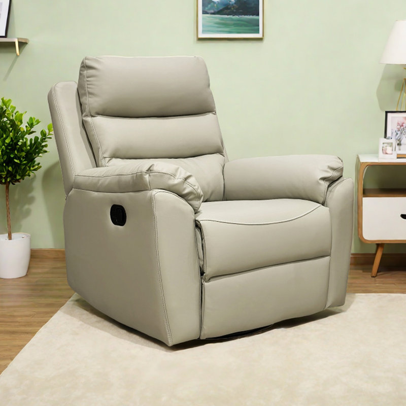 Home Casual Artificial Leather Functional Recliner, Beige Gray