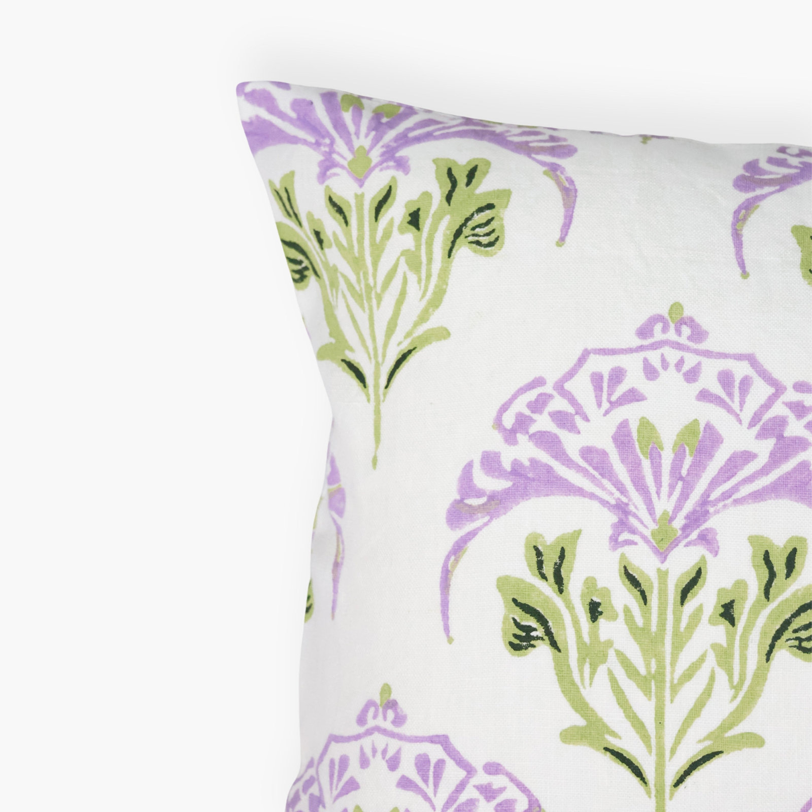 20" x 20" Linen Pillow Cover, Purple/Green Floral, Rectangle 12"H x 20"W