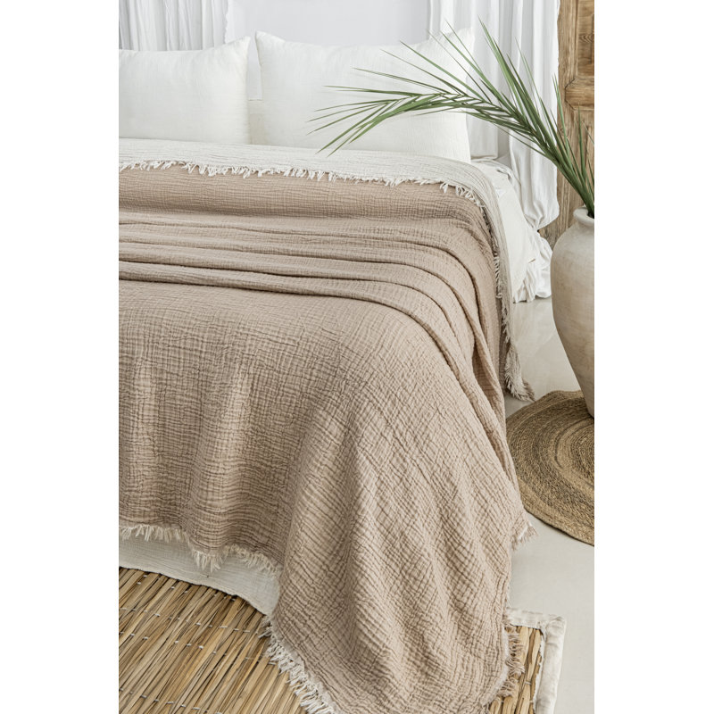 Couverture de lit en mousseline froissée, Tanné