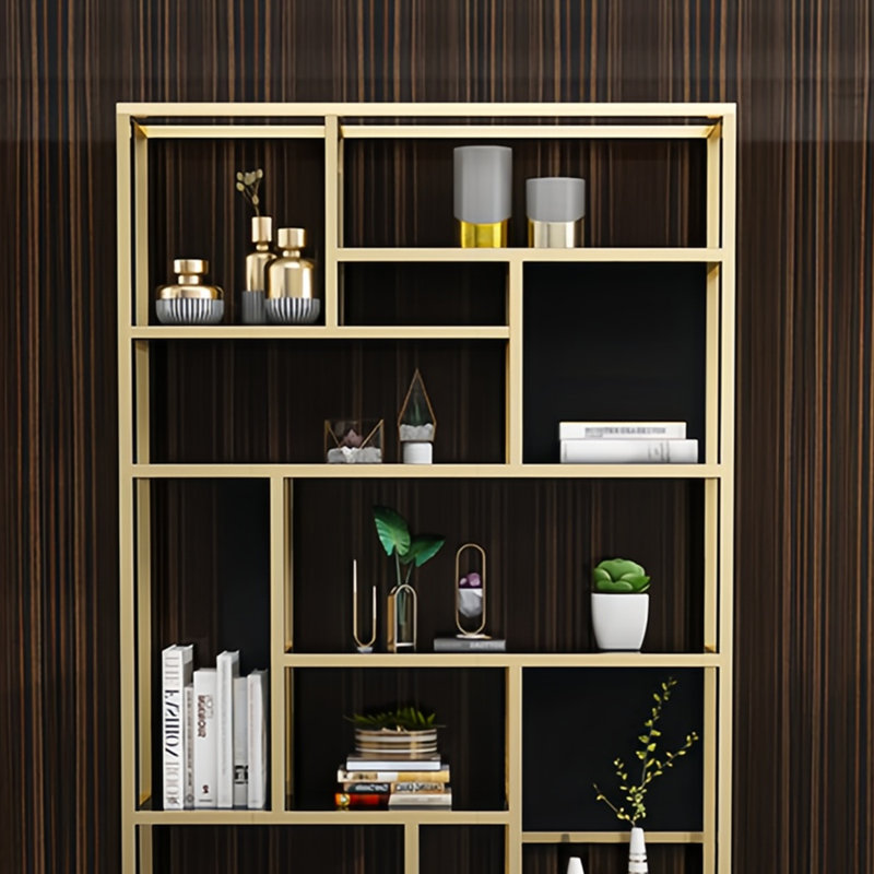 Une bibliothèque élégante et pratique, (8 tablettes) H 78,7 po x l 39,3 po x P 11,8 po, Noir et or