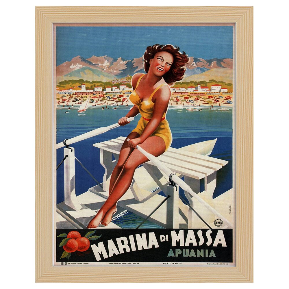 Leinwandbild Vintage Tourist Poster Marina Di Massa