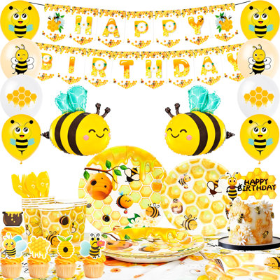 Décorations d'anniversaire d'abeille, décorations de fête d'abeille et ensemble de vaisselle
