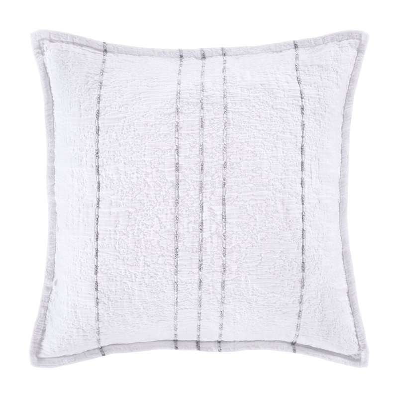 White and Gray Cotton Standard/Queen Pillow Sham