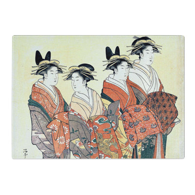 Tempered Glass Four Courtesans by Chobunsai Eishi Chopping Board