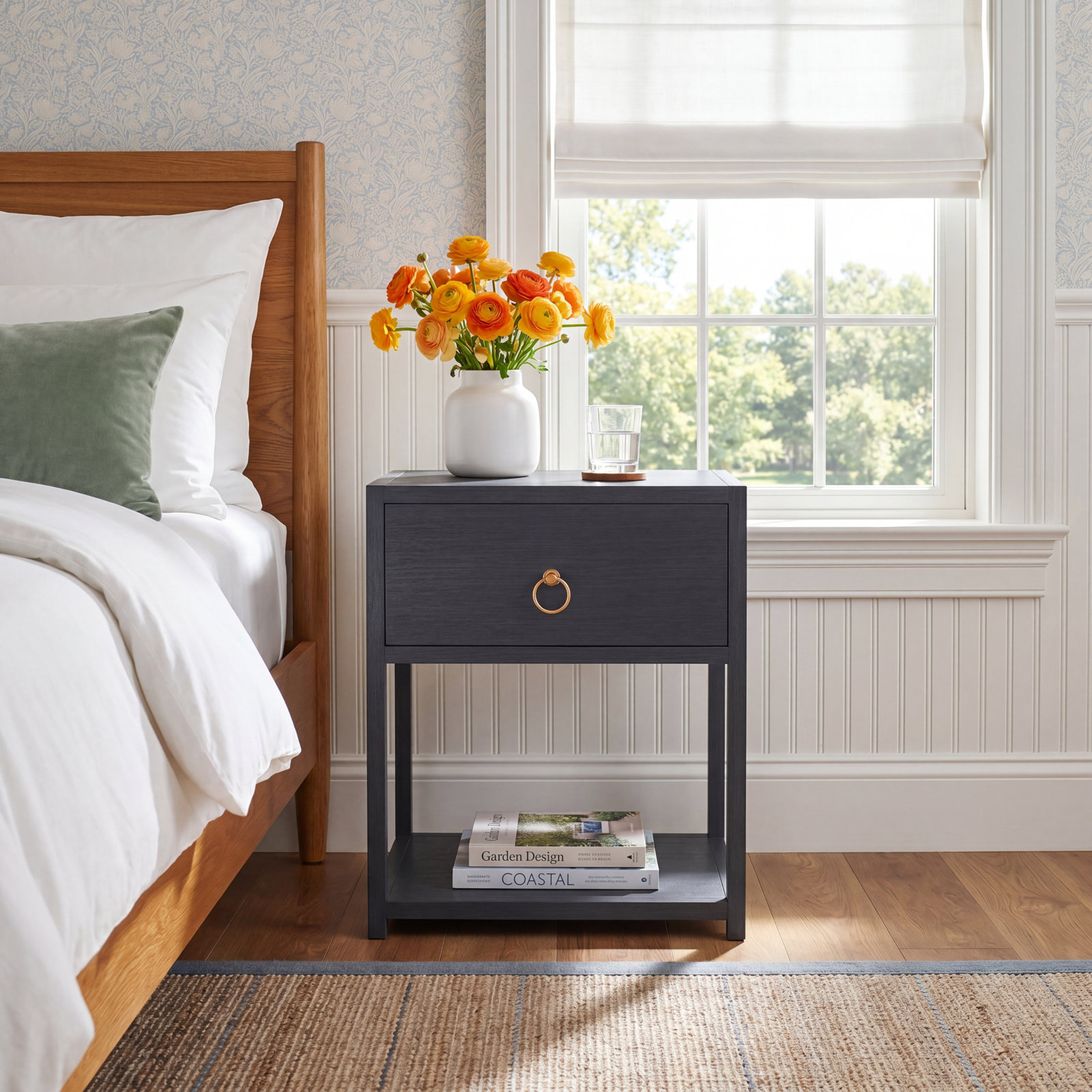 Elin 1-Drawer Nightstand, Navy Blue