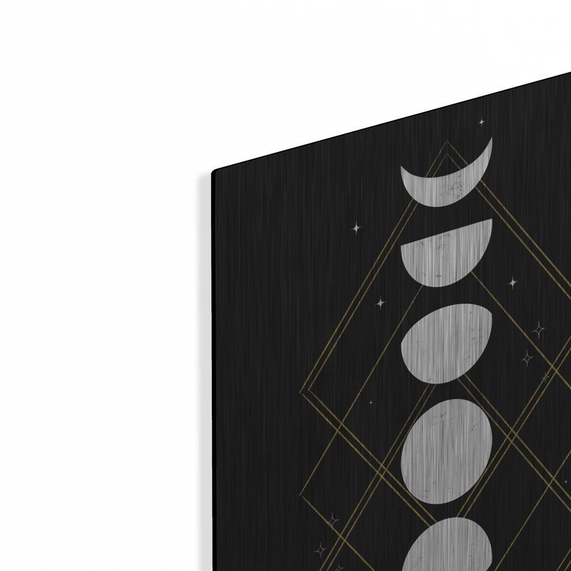 Art mural en métal «Geometric Moon Phases» par Rachel Nieman, H 24 po x l 16 po