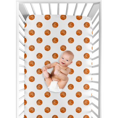Watercolor Sports Themed Basketball Fitted Crib Sheet by Sweet Jojo Designs