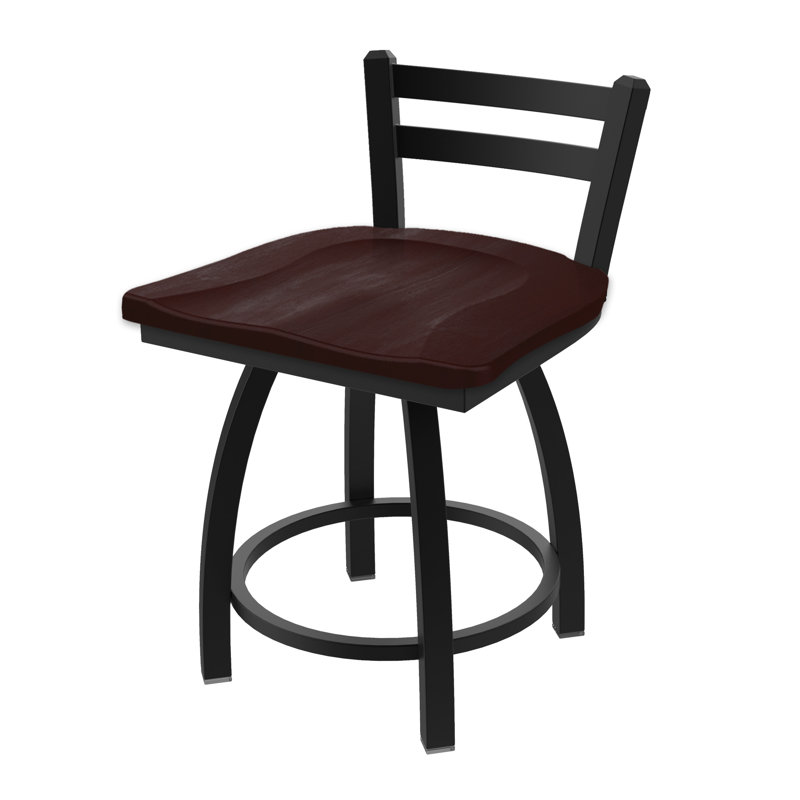 Tabouret de coiffeuse 411 Jackie, Bois - Chêne cerise foncé, Noir froissé