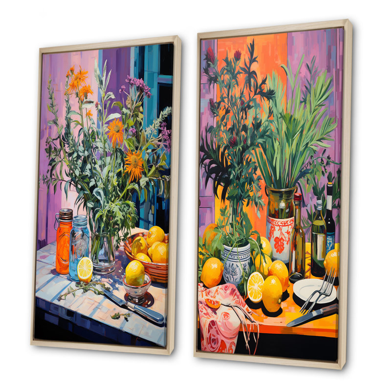 Ensemble de salon Fauvist Herbs, Cadre flottant brun, H 40 po x l 41 po
