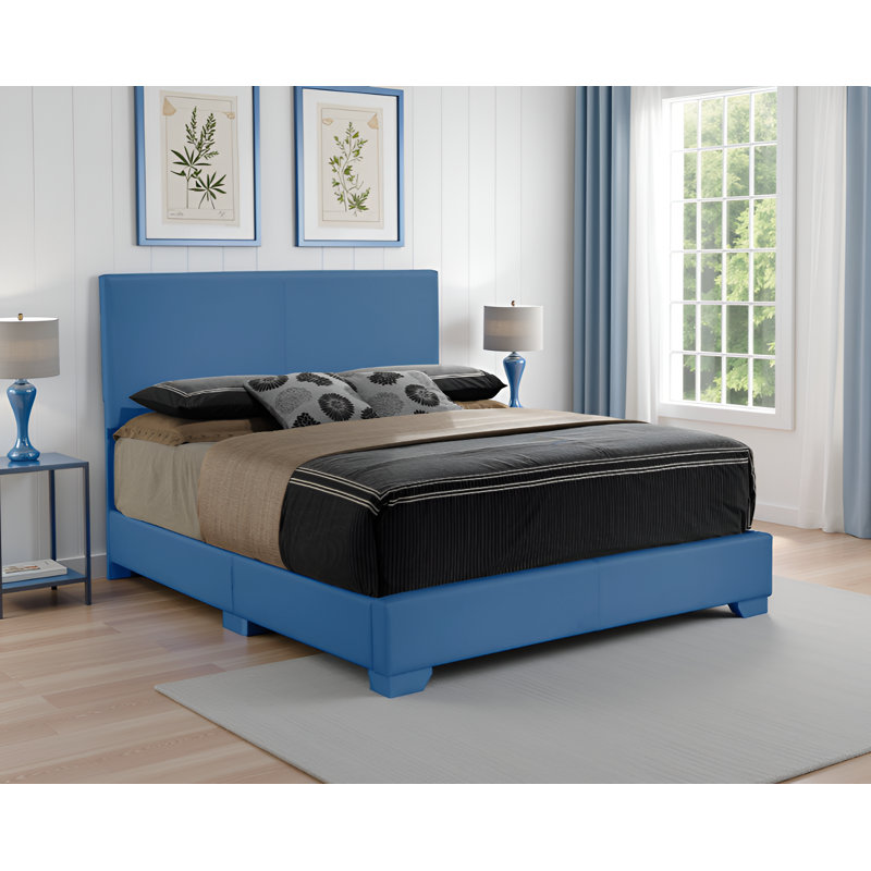 Antwerp Pink Faux Leather Full Bed, Full, Pink