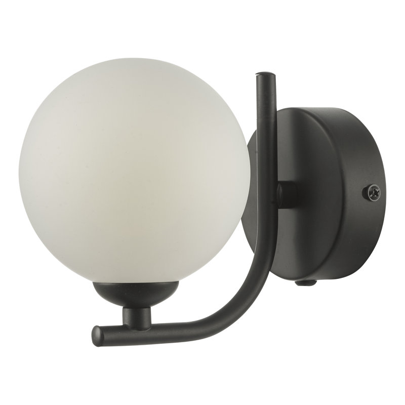Wall Light, Satin Black, Opal Glass