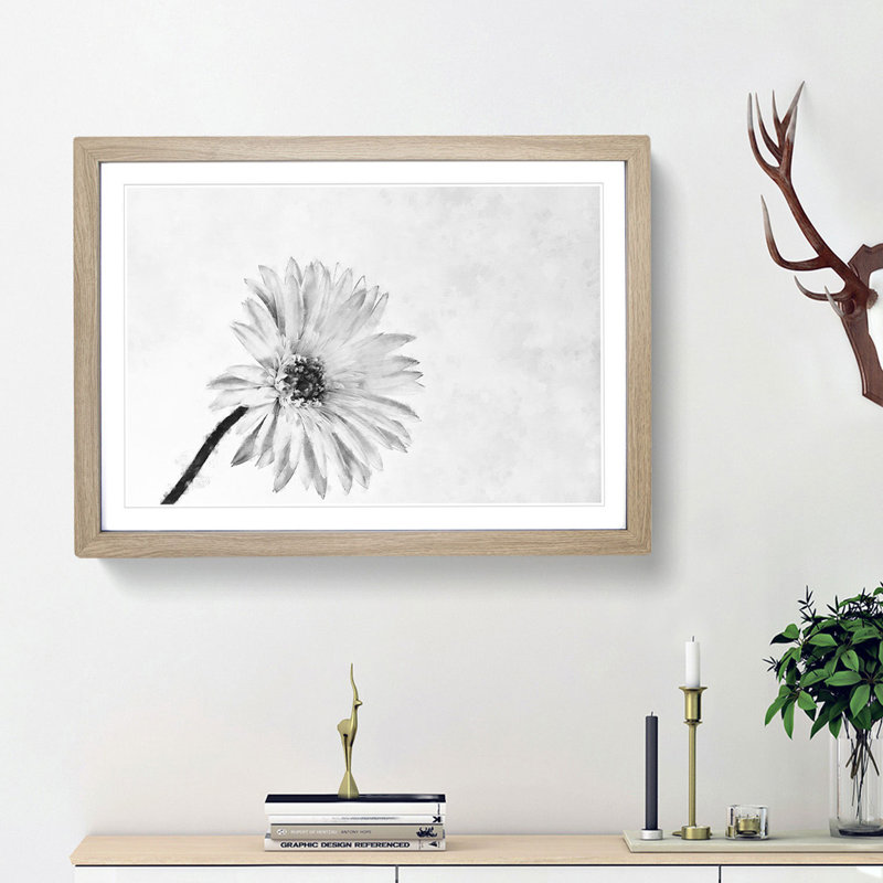 Flower Sketch - Framed Print, Oak Framed, 24cm H x 33cm W x 2cm D