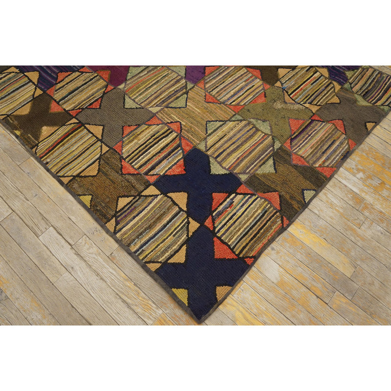 Hand Knotted Wool Geometric Area Rug in Multicolored