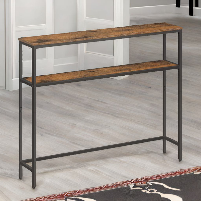Annelisse 100cm Industrial Slim Console Table With 2 Shelves
