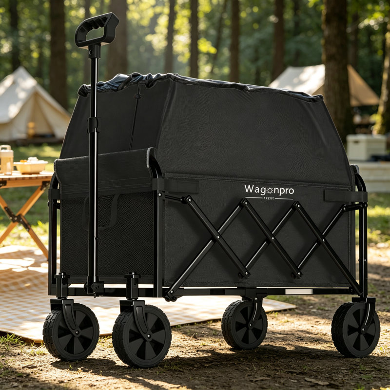 Expandable Dual-Layer Utility Wagon, Black