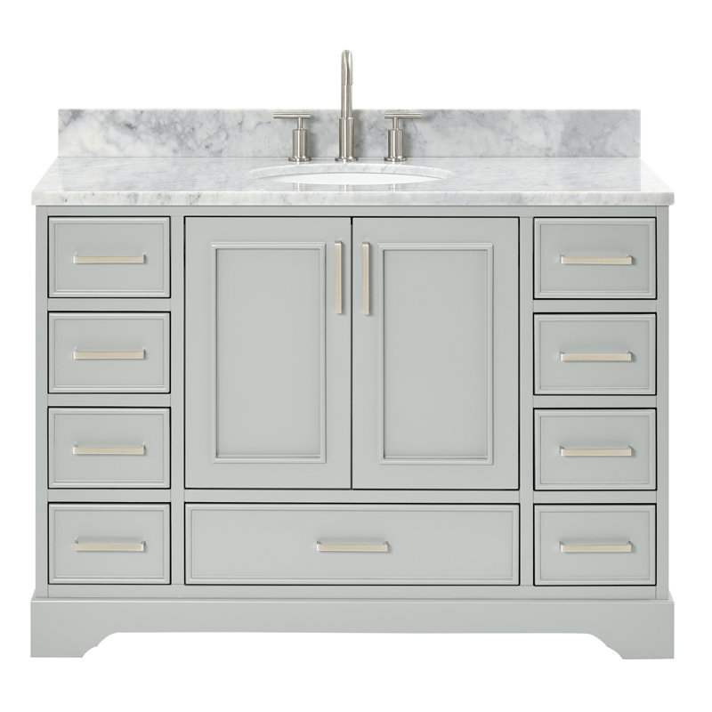 Ensemble de meuble-lavabo simple 49 po Abita, Gris, Nickel brossé