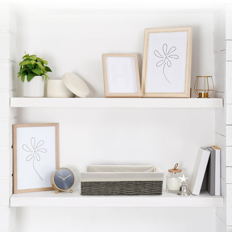 Gray Wicker Storage Baskets Set with White Lining