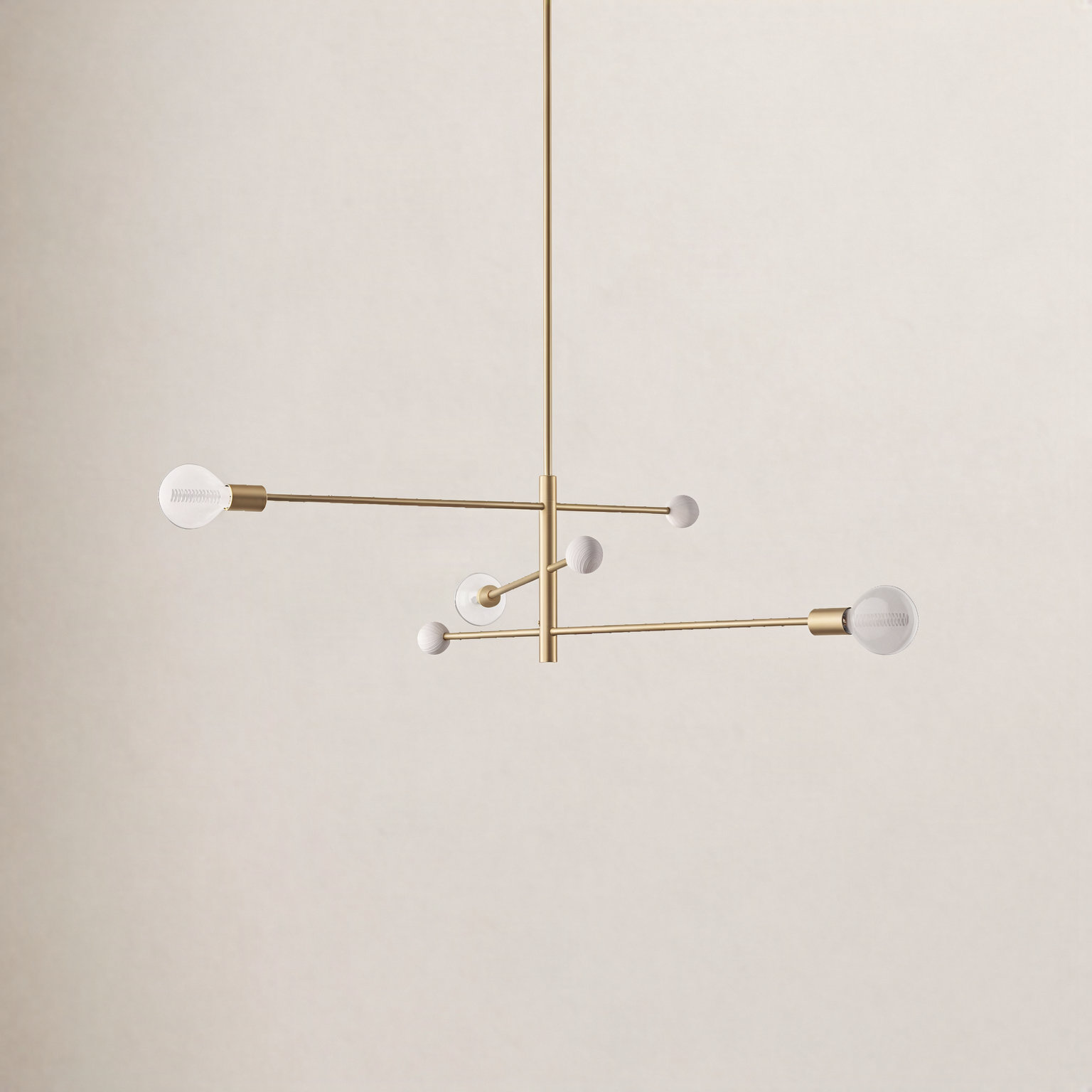 3 - Light Sputnik Chandelier, Aged Brass