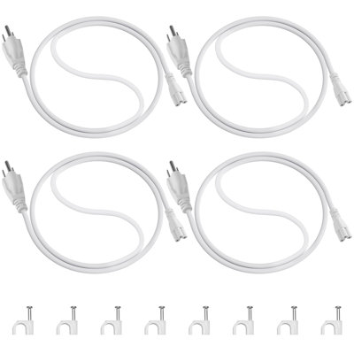 Cordon d'alimentation Barrina T8 Tx-s de 3 pi, fiche à 3 broches, extrémité femelle, câble d'alimentation avec prise pour luminaires / luminaires, 4 paquets
