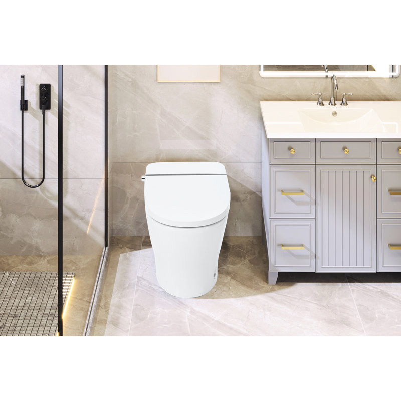 Toilet With Heated Seat - 1/1.28 Dual Flush, Foot Sensor, Night , Structure Smart Without Bidet Seat, Practical Flushing