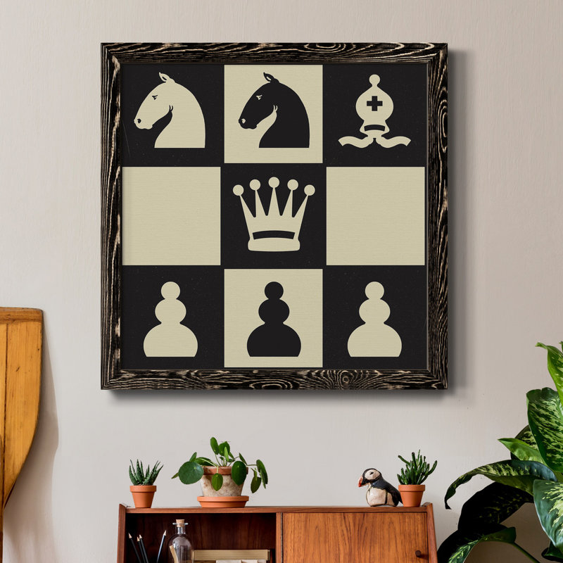 Toile d'échecs IV - Toile encadrée de qualité supérieure - prête à être accrochée, H 27,5 po x l 27,5 po x P 1,5 po, Noir