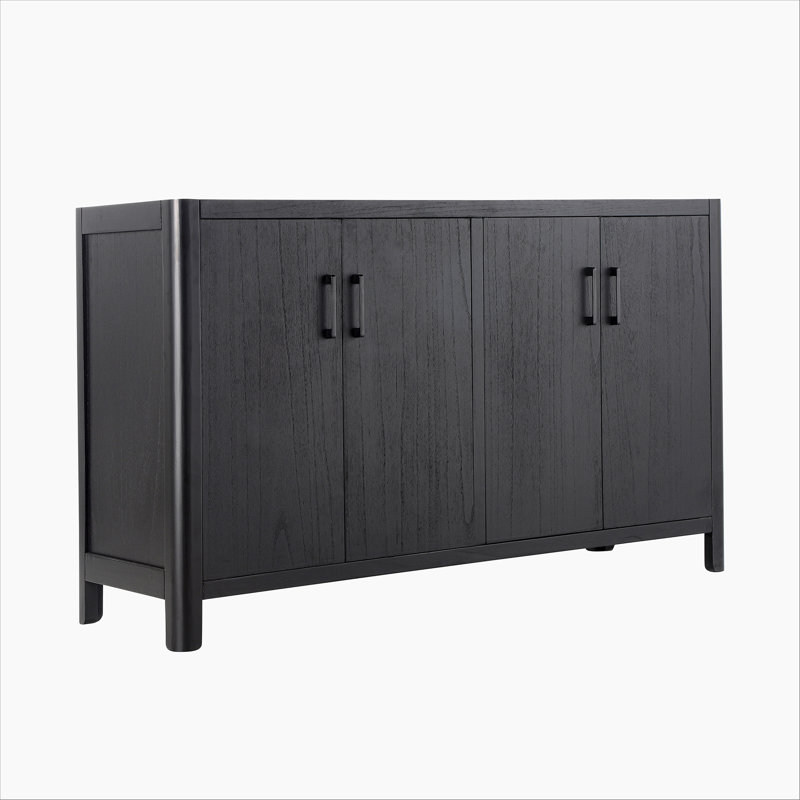 Armoire 4 portes de style campagnard avec finition naturelle Mirod, une touche rustique pour les entrées ou les petits espaces
