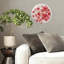 Horloge murale moderne en verre Scattered-Red-Hearts-On-White-Circle