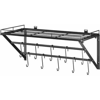 Support mural pour casseroles de 23 pouces, organisateur de casseroles avec 2 barres de suspension