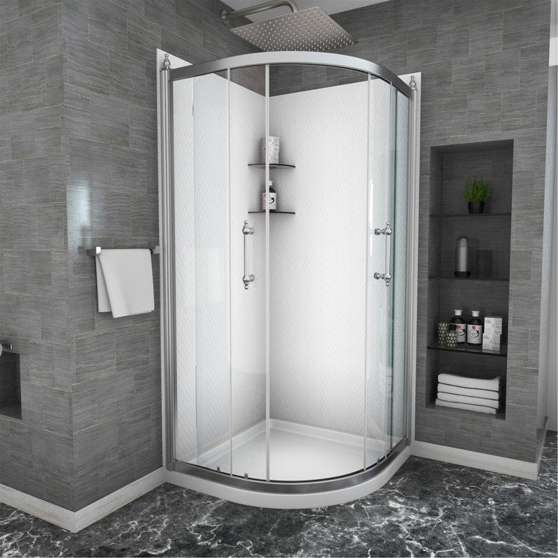 Porte de douche 36 po x 75 po Cabine de douche encadrée en chrome