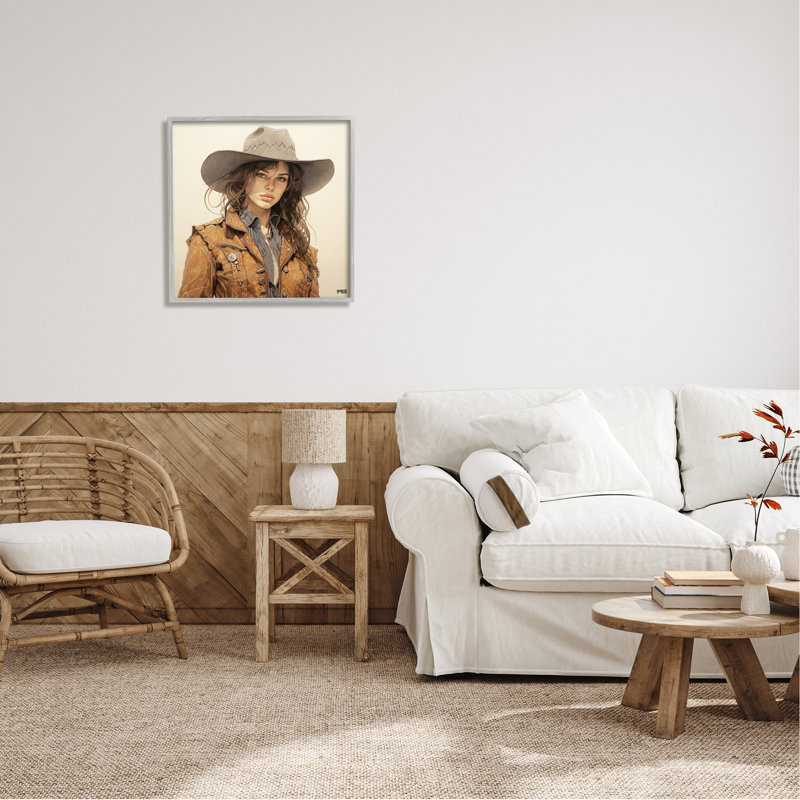 «Brown Cowgirl on Beige» par RB, impression sur toile, Estampe numérique Farmhouse, H 24 po x l 24 po