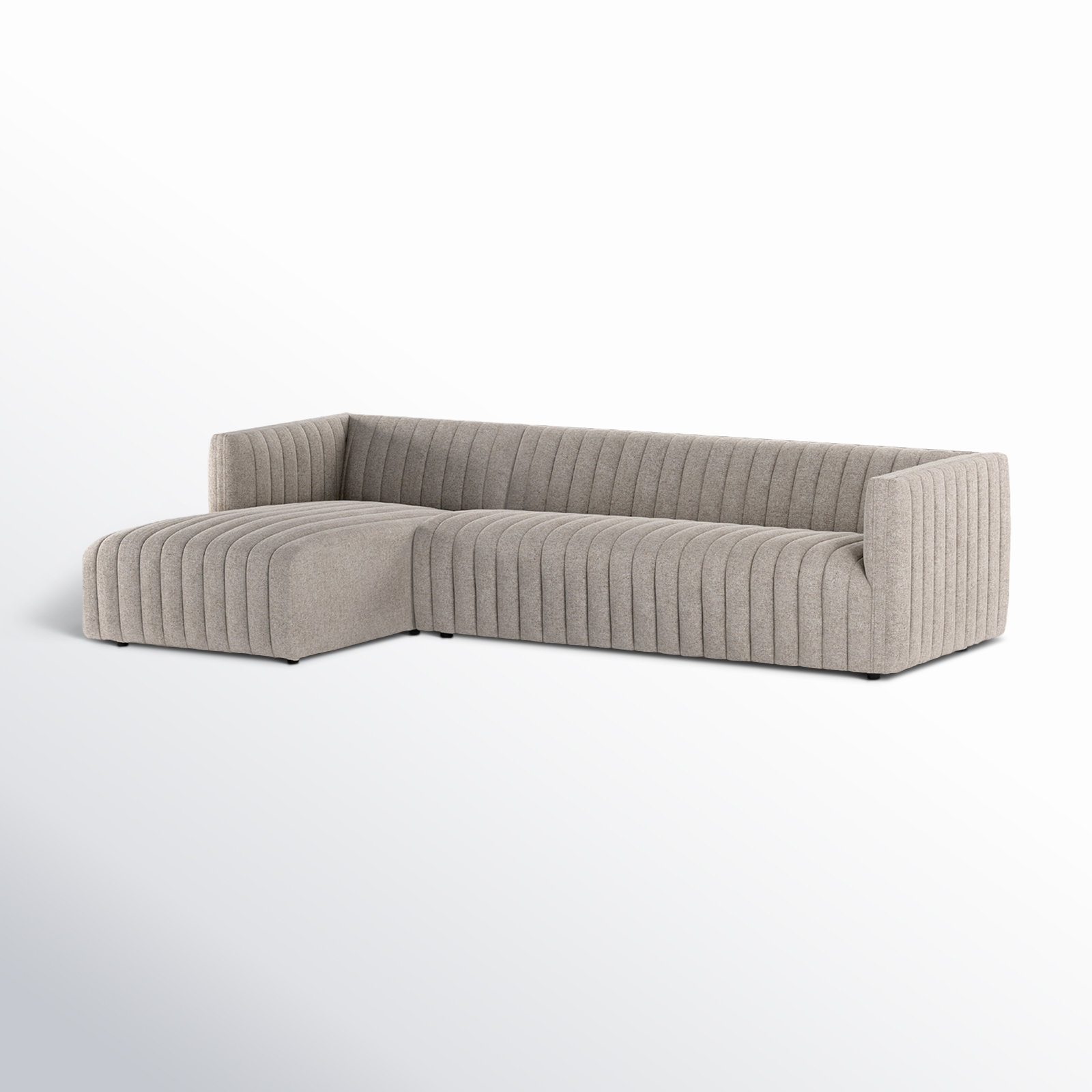 Brandt Upholstered Chaise L-Sectional, Left Hand Facing, Orly Natural Velvet, 26" H X 105" W X 64" D