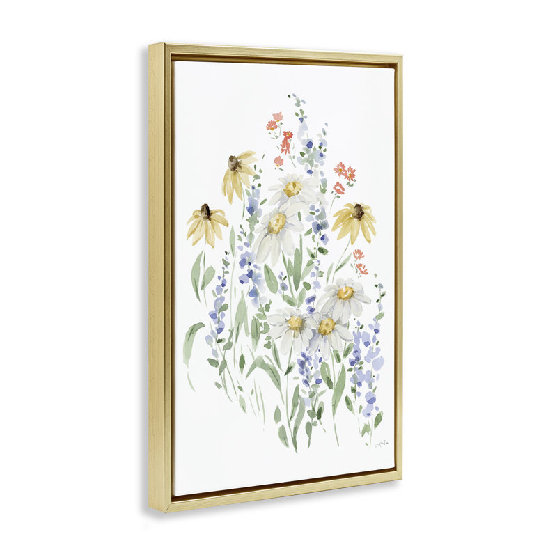 Toile flottante encadrée «Soft Summer Garden» par Katrina Pete, H 31 po x l 21 po, Cadre flottant métallique doré