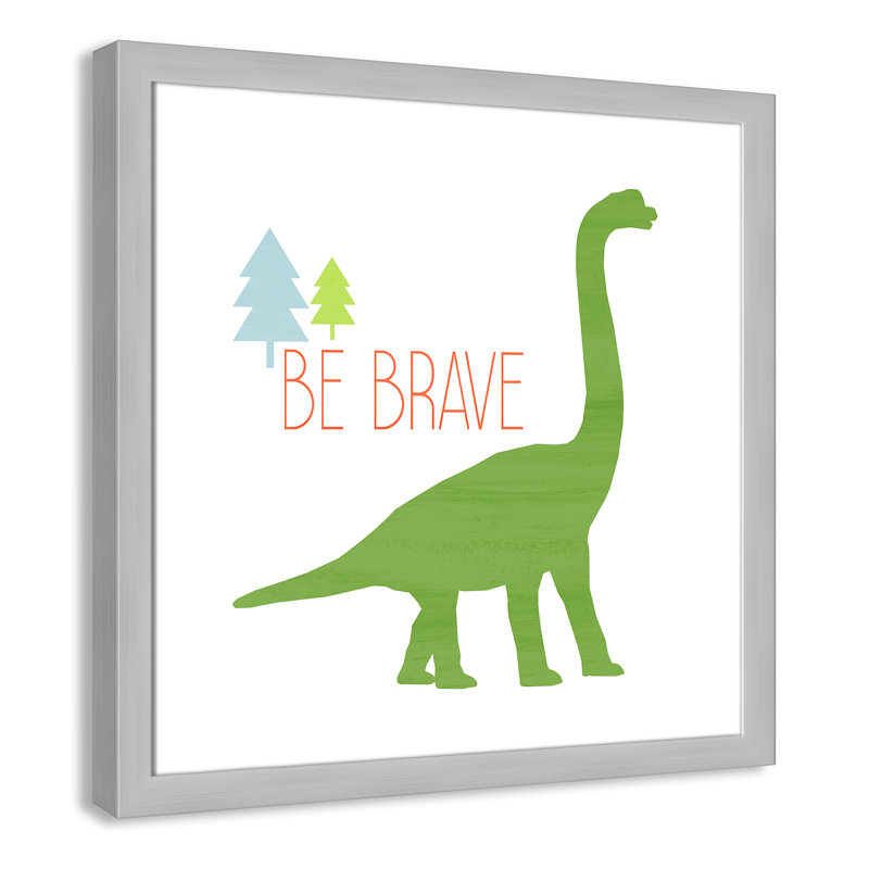 Dino Brave 1 ', art encadré, H 22,5 po x l 22,5 po x P 0,6 po, Encadré plat argent