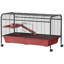 Cage pour petits animaux, cage à lapins ou maison de jeu pour furet avec mangeoire, roulettes, plateforme
