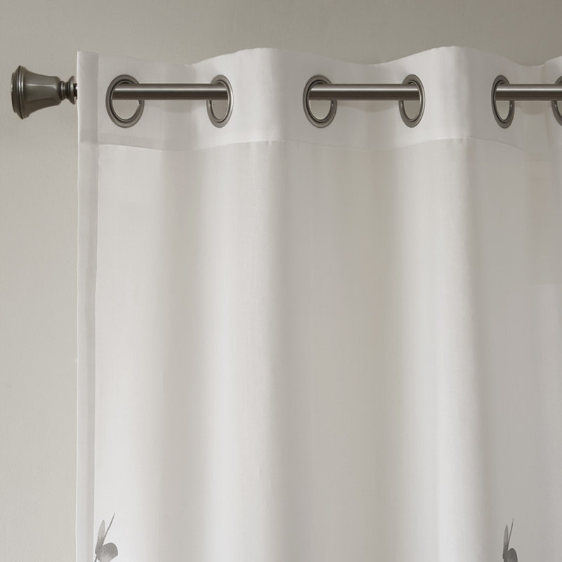 Burnout Printed Curtain Panel, Gray