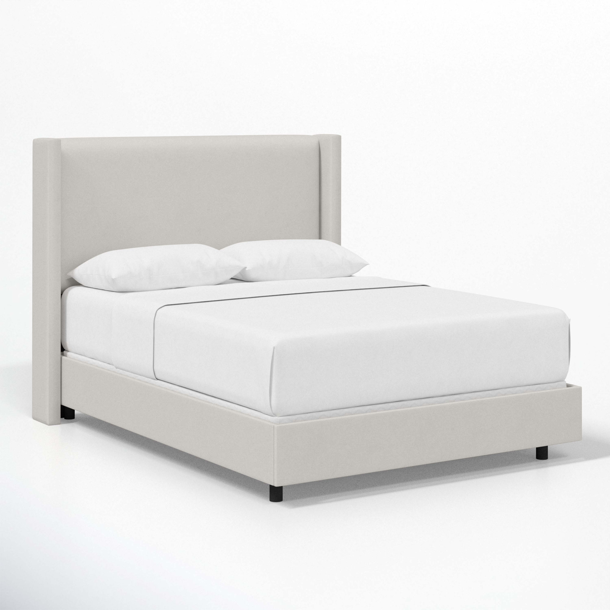 Hanson Upholstered Wingback Bed, Queen, Bella Light Gray Performance Velvet