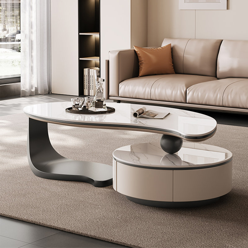 Table roche en forme de feuille, H 16,5 po x L 55,1 po x l 27,6 po, Gris titane