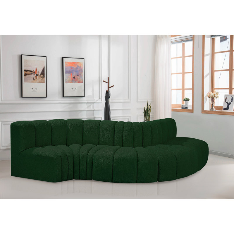 Canapé et méridienne Hiu, Tissu bouclé vert