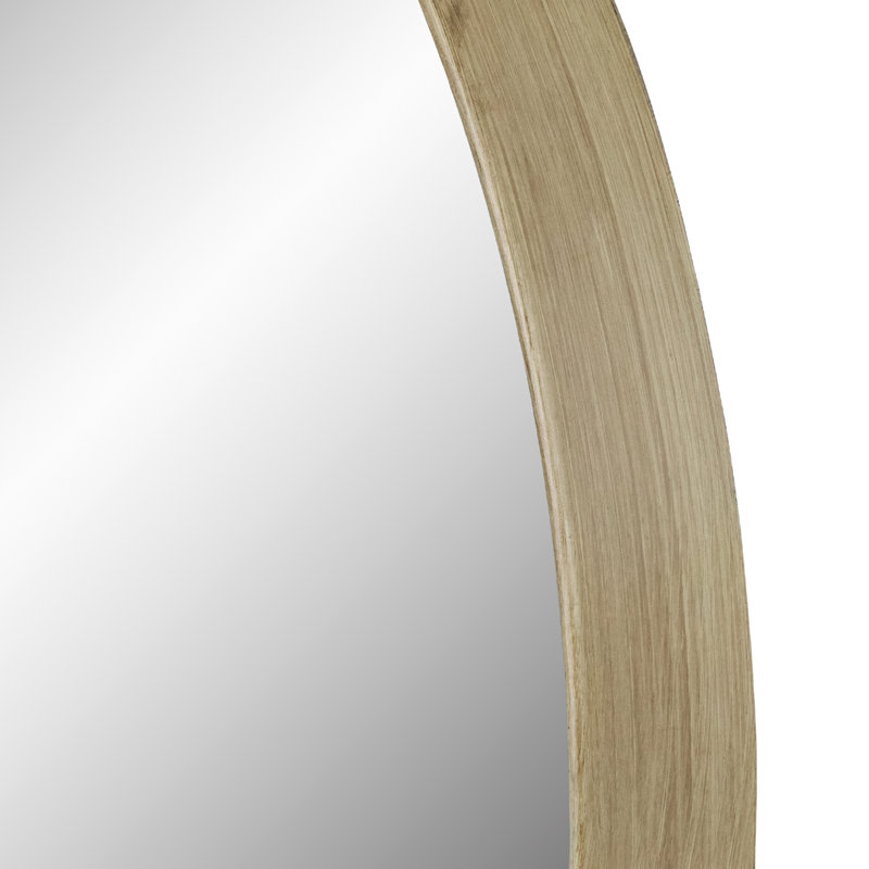 13" Round Gold Woodgrain Wall Mirror