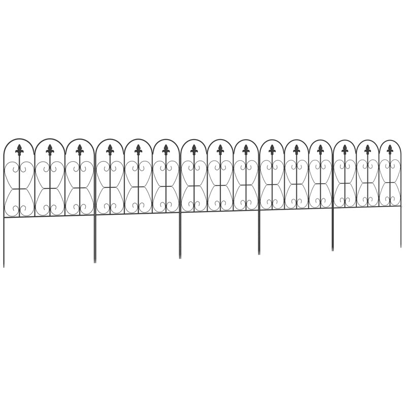 Collinge 83cm H x 307cm W Black Metal Fence Panels Included