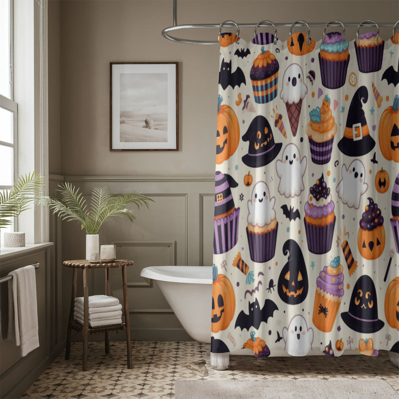 Rideau de douche 1 pièce Halloween Mix, H 74 po x l 40 po