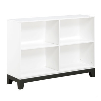 Meuble en bois avec bibliothèque à 4 tablettes et finition blanche
