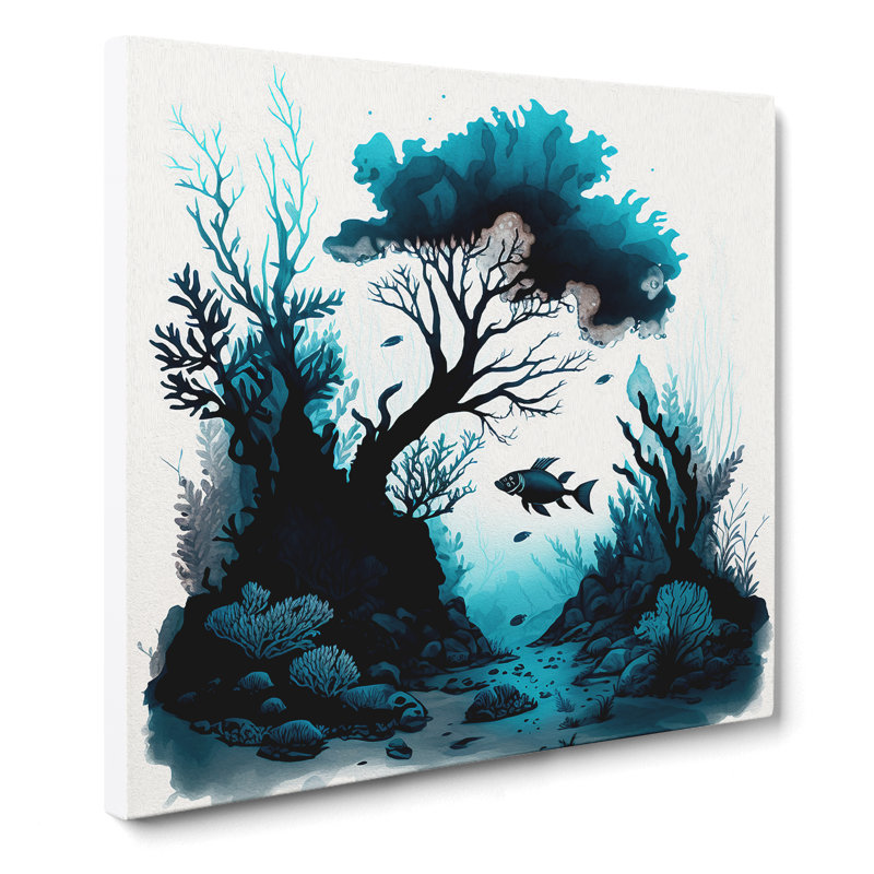 Coral Reef Ink Wash No.1 - Wrapped Canvas - Framed Print