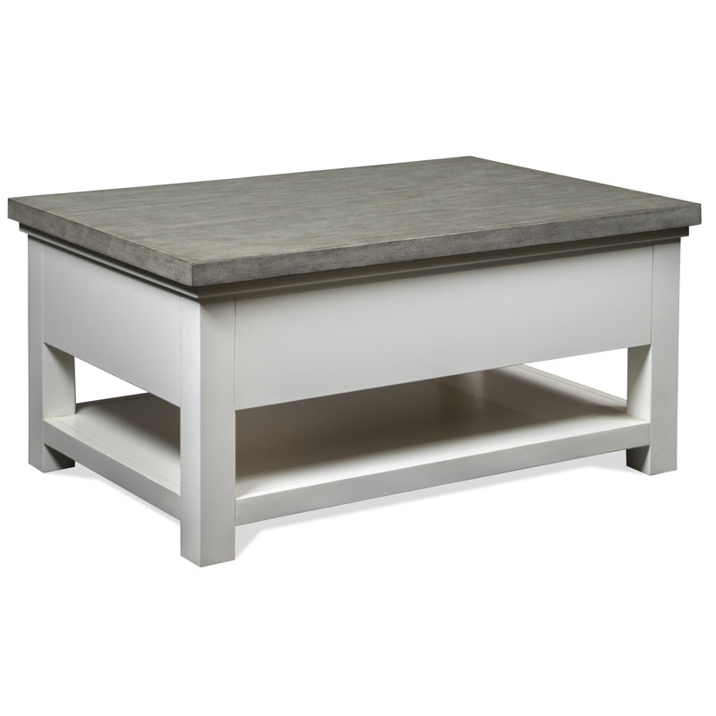 Cora Gray and White Oak Rectangular Coffee Table with Storage