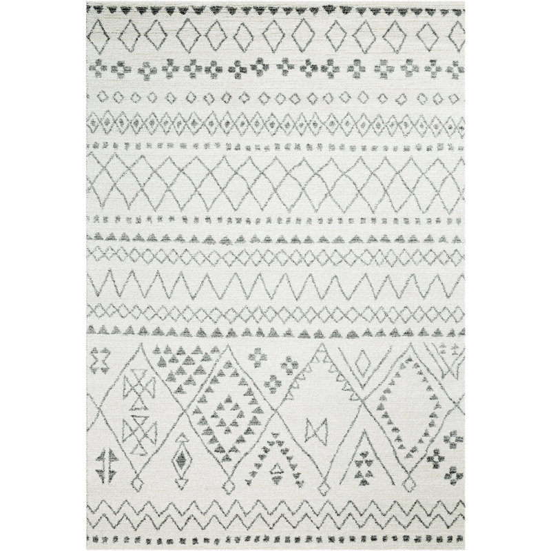 Tapis ivoire/gris Pisano, Rectangle 6 pi 7 po x 9 pi 6 po