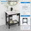 Lavabo de salle de bain console 24 po x 18 po avec support en acier inoxydable, lavabo intégré en céramique avec trop-plein, tablette ouverte, compatible avec robinet à un trou