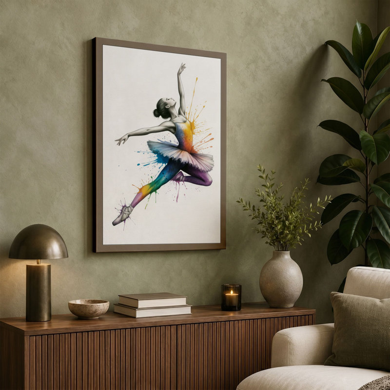 Dancer in Motion Modern - Wrapped Canvas, 18x12 - 45.7 x 30.5 cm, Taupe Border